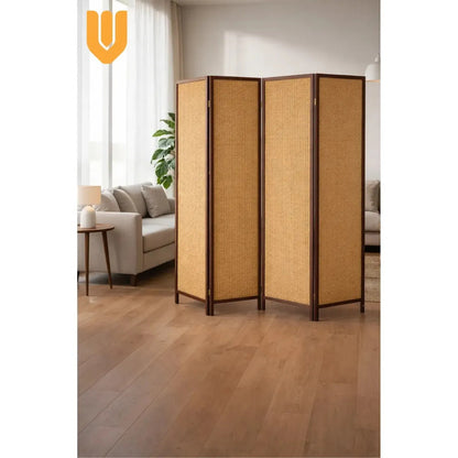 Biombo Separador Ambientes 4 Paneles Marron Natural Hogar Marron Claro Natural Estilo Madera Decoracion Interior Hogar Living Dormitorio Oficina Diseño Natural Moderno Paneles Plegables Biombo...