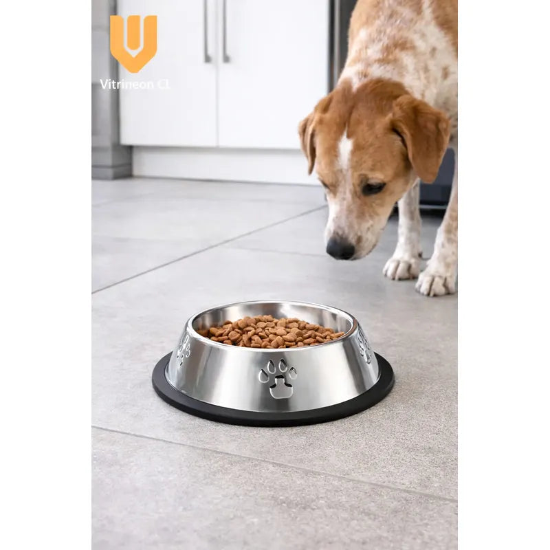 X4 Comedero Perro Platos Para Perros Gatos Mascotas 18cm Metalico