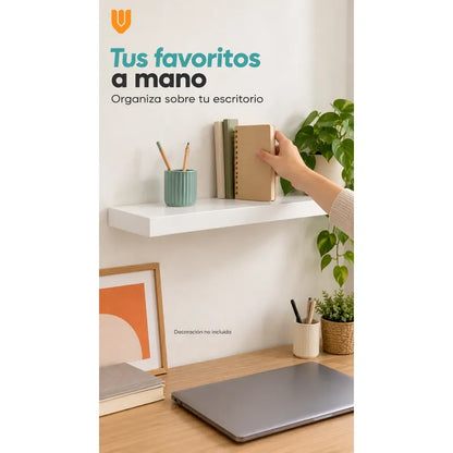 Repisa Flotante Rectangular 60cm Mdf Blanca Estante Pared Blanco Repisa Flotante Blanca Mdf Estante Mural Soporte Oculto Decoración Organización Hogar Dormitorio Living Oficina 60cm