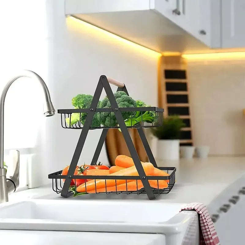 Frutero De Mesa Cesta Para Frutas Canasto Organizador Fruta Negro