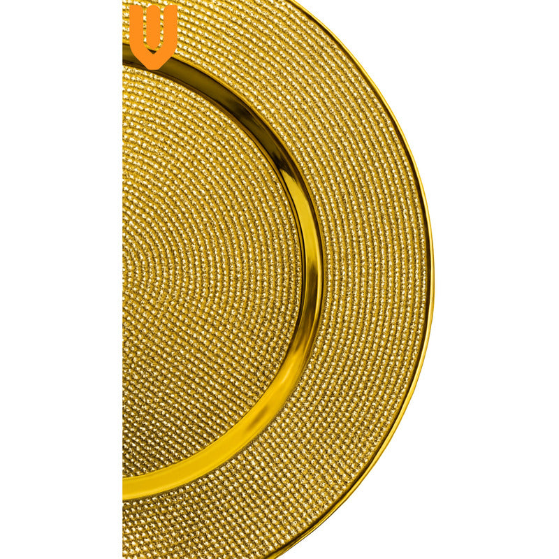 6 Platos Base Dorados 33 Cm Plástico Navidad Vitrineon Cl