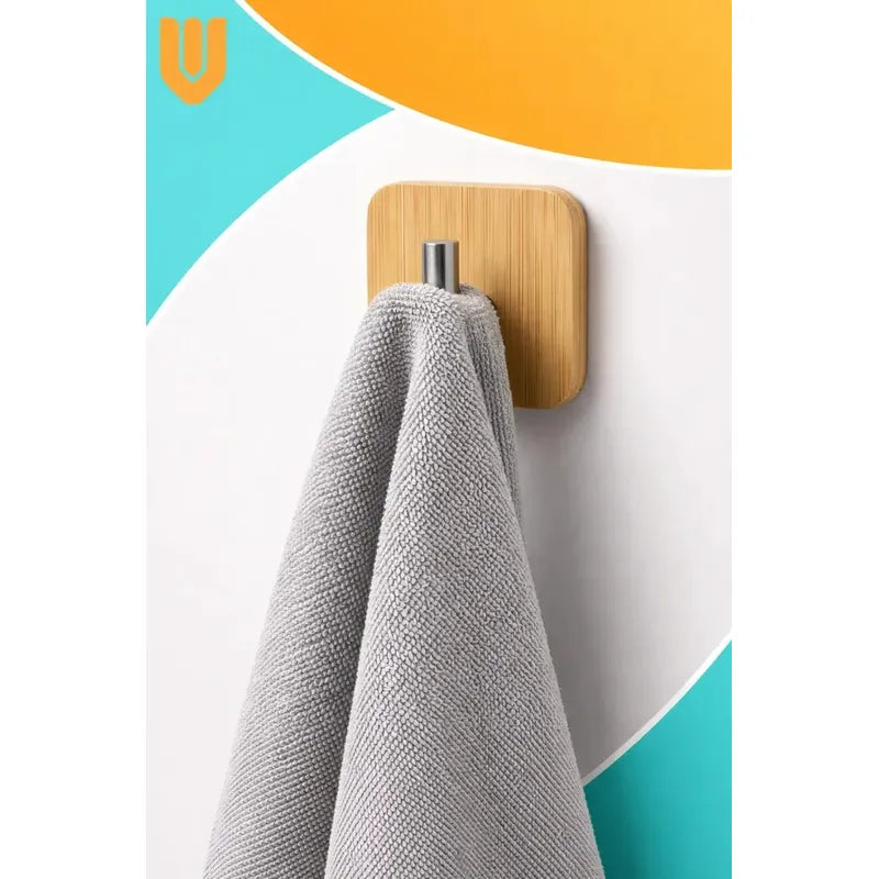 Pack 4 Unidades Colgantes Domesticos Sujetador Multiuso Made Madera Bambu Natural Tonalidad Calida Estilo Nordico Decoracion Interior Minimal Hogar Ambiente Zen