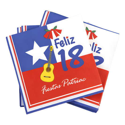 X60 Servilletas Fiestas Patrias Bandera Chile Decoracion