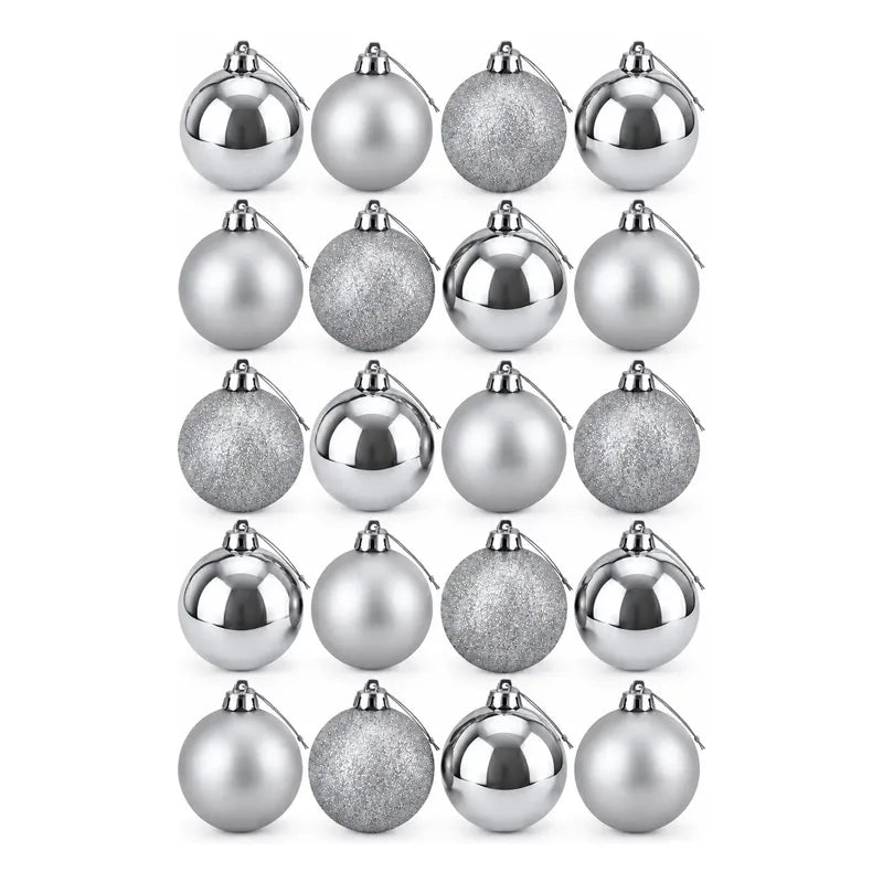 20 Esferas Navidad Adorno Bolas Decorativas 7cm Plateado Esferas Navideñas Doradas Pack 20 Plateado Esferas Navideñas Bolas... 7cm