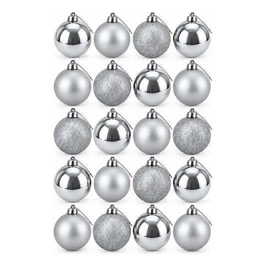 20 Esferas Navidad Adorno Bolas Decorativas 7cm Plateado Esferas Navideñas Doradas Pack 20 Plateado Esferas Navideñas Bolas... 7cm