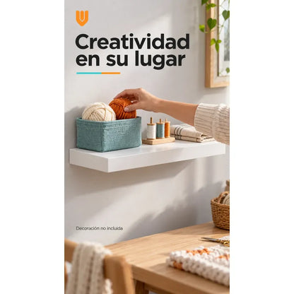 Repisa Flotante Rectangular 60cm Mdf Blanca Estante Pared Blanco Repisa Flotante Blanca Mdf Estante Mural Soporte Oculto Decoración Organización Hogar Dormitorio Living Oficina 60cm