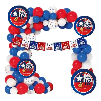 Globos Decorativos Fiestas Patrias Bandera Chile Decoracion Azul