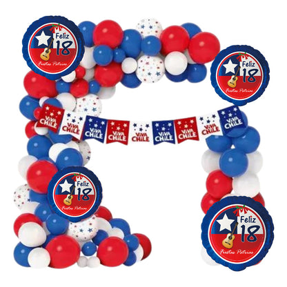 Globos Decorativos Fiestas Patrias Bandera Chile Decoracion Azul Viva Chile
