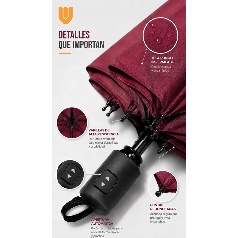 Paragua Parasol Lluvia Retractil Plegable 8 Varill Sombrilla