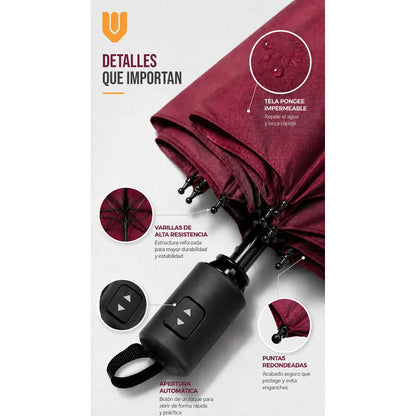 Paragua Parasol Lluvia Retractil Plegable 8 Varill Sombrilla