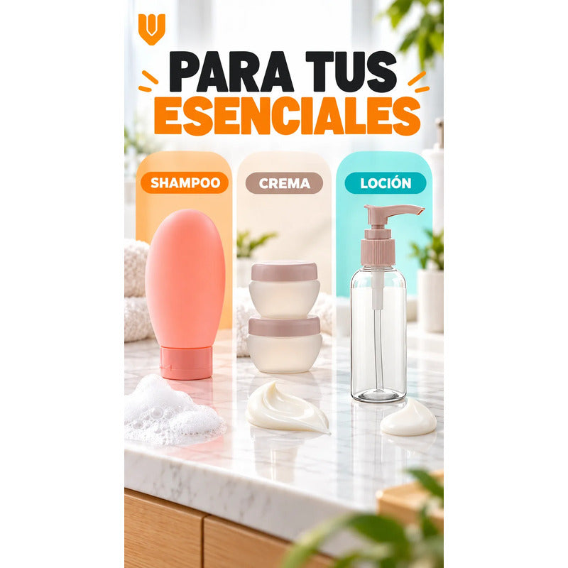 Set 11 Botella Viaje Portátil Contenedores Accesorio Shampoo Multicolor