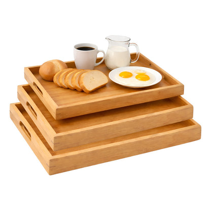 3 Bandejas Desayuno Aperitivo Bambu Natural Comida Multiusos Bambú