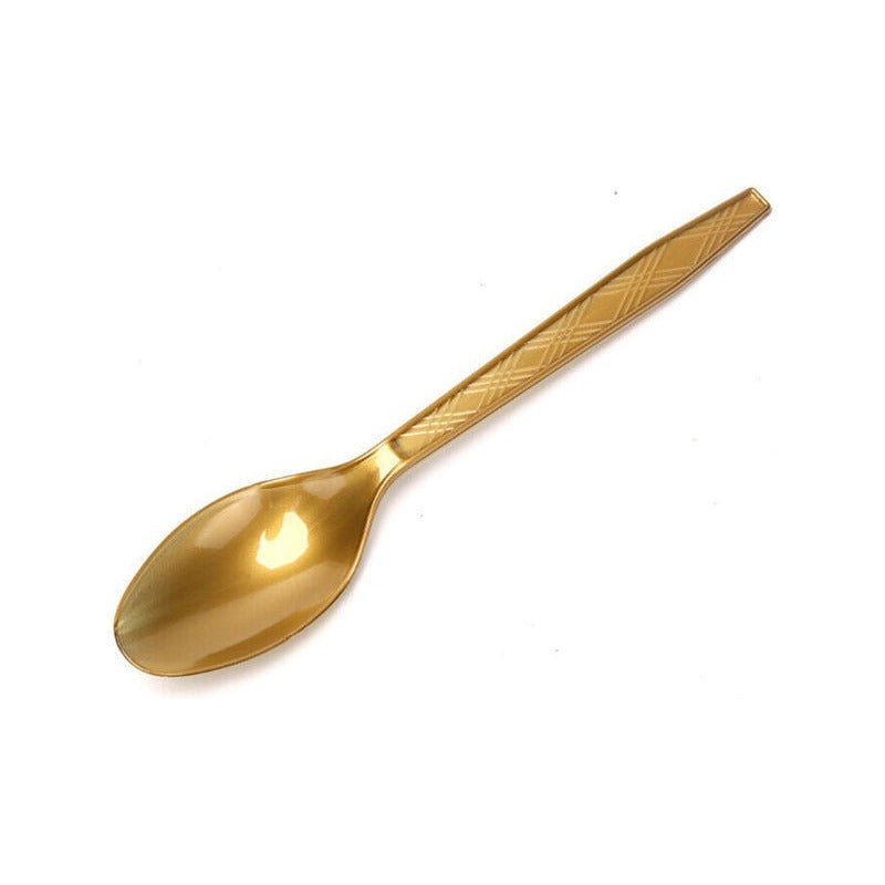 12 Cucharas Plasticas  Cucharas Postre Cucharas Desechables Dorado