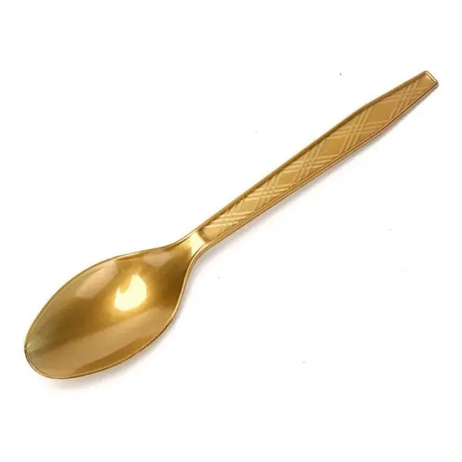 12 Cuchara Postre Cucharas Plasticas Cuchara Desechables Dorado Oscuro