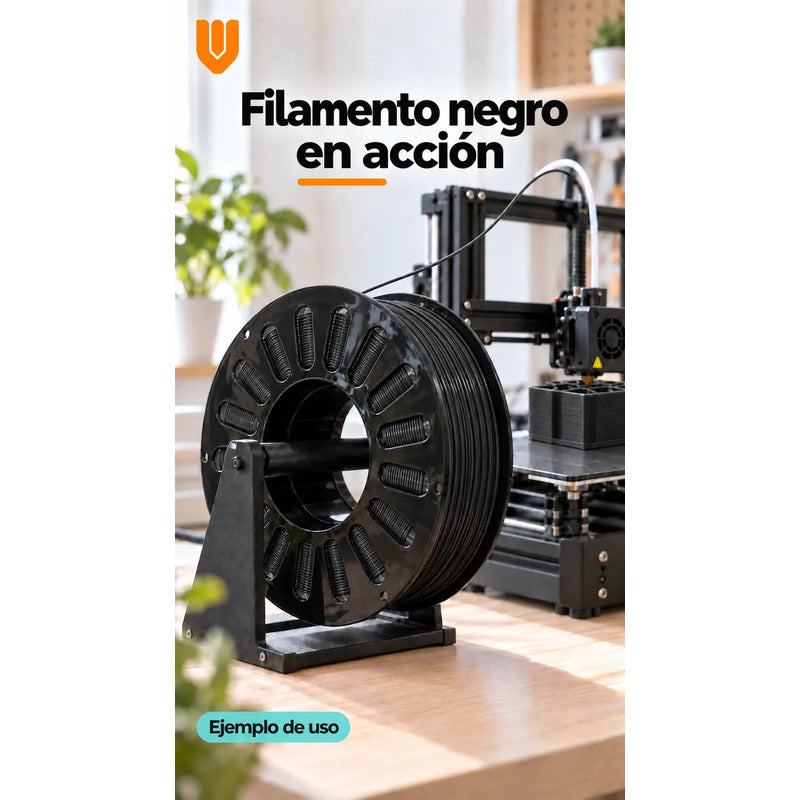 2 Filamento Impresora 3d Negro Bobina Carrete Impresión Piez Negro