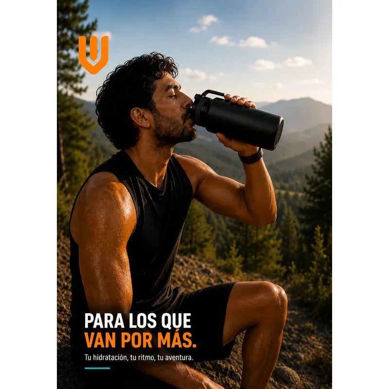 Termo Botella Acero Inoxidable Agua Termica Bebidas Camping Negro