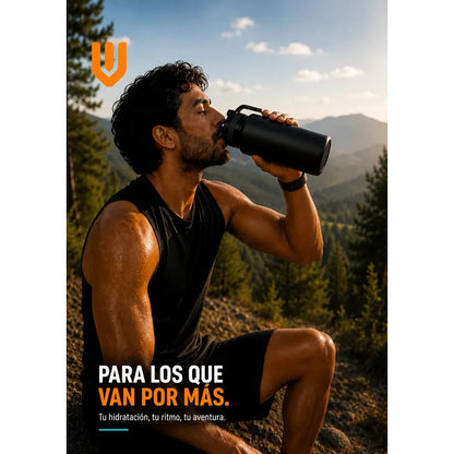 Termo Botella Acero Inoxidable Agua Termica Bebidas Camping Negro