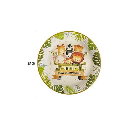30 Plato De Carton Safari Decoracion Cumpleaños Safari 23 Cm Safari