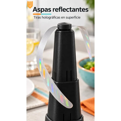 Ventilador Espanta Moscas Mosquitos Portatil Silencioso Negro Espantamoscas Portátil Mesa Ahuyentador Moscas Aspas Suaves Reflectantes Negro 2 Pilas Aa Cocina Comedor Terraza