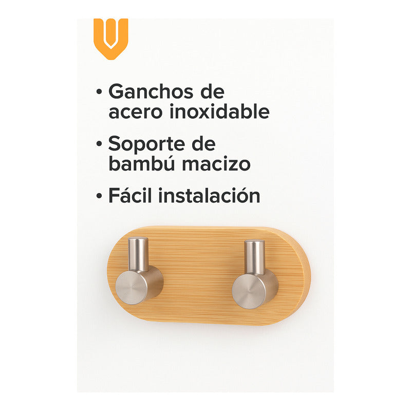 Colgador Pared Acero Inoxidable Bambu Colgador Perchero