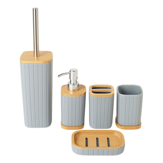 Set Juegos De Baño 5 Piezas Accesorios De Baño Bambu Set Bañ