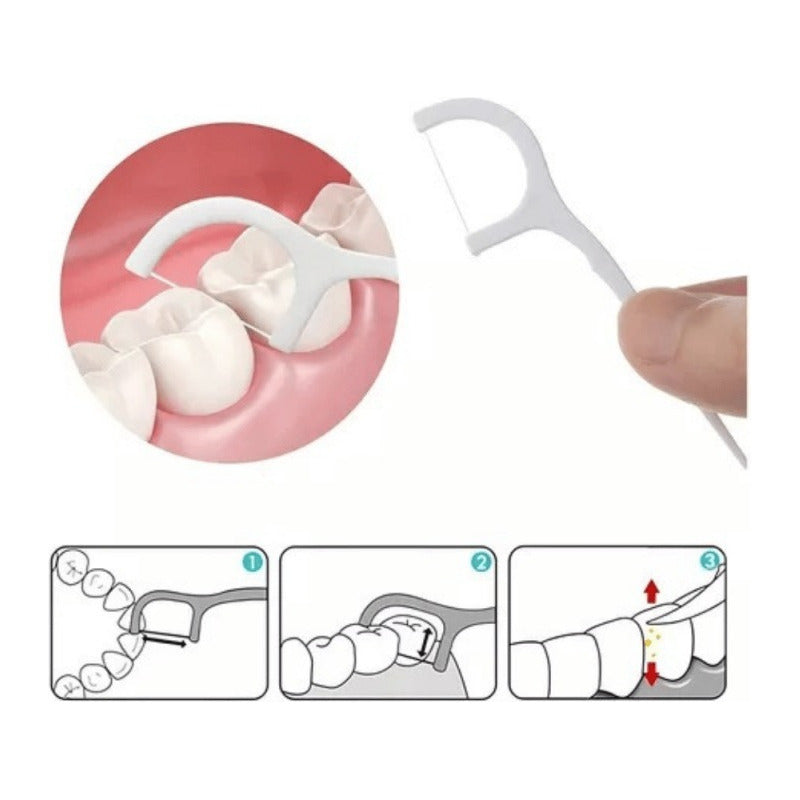 Pack 120 Palillo Hilo Dental Hilo Dental Limpiador De Diente Hilo Dental