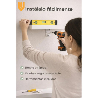 Estanteria Suspendida Decorativa Sala Baño Orden Mdf 50x15cm Blanco