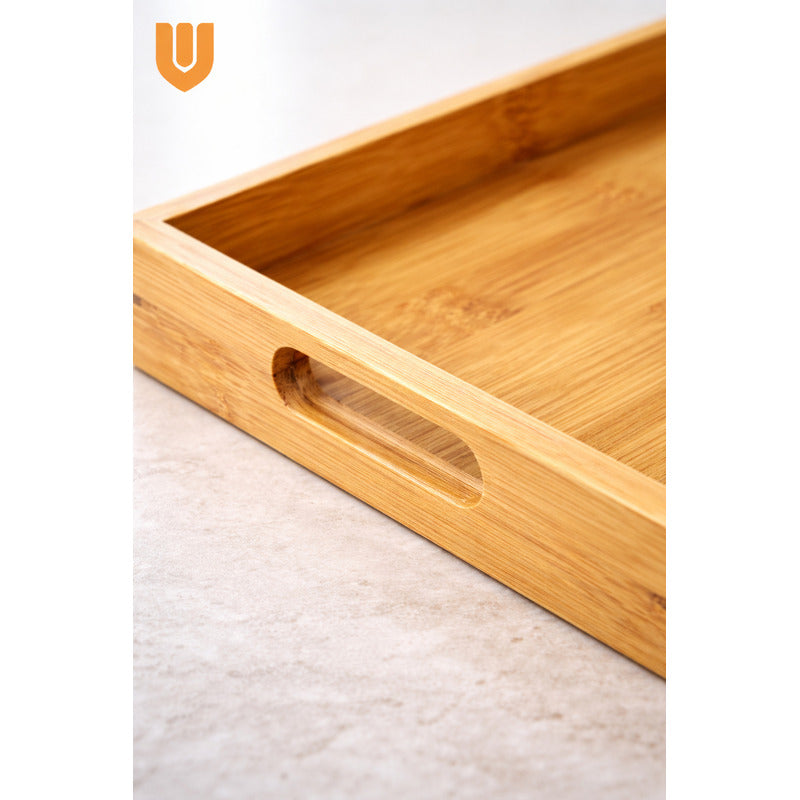 Set 3 Bandejas Bambú Premium Anidables Mesa Cocina Servicio