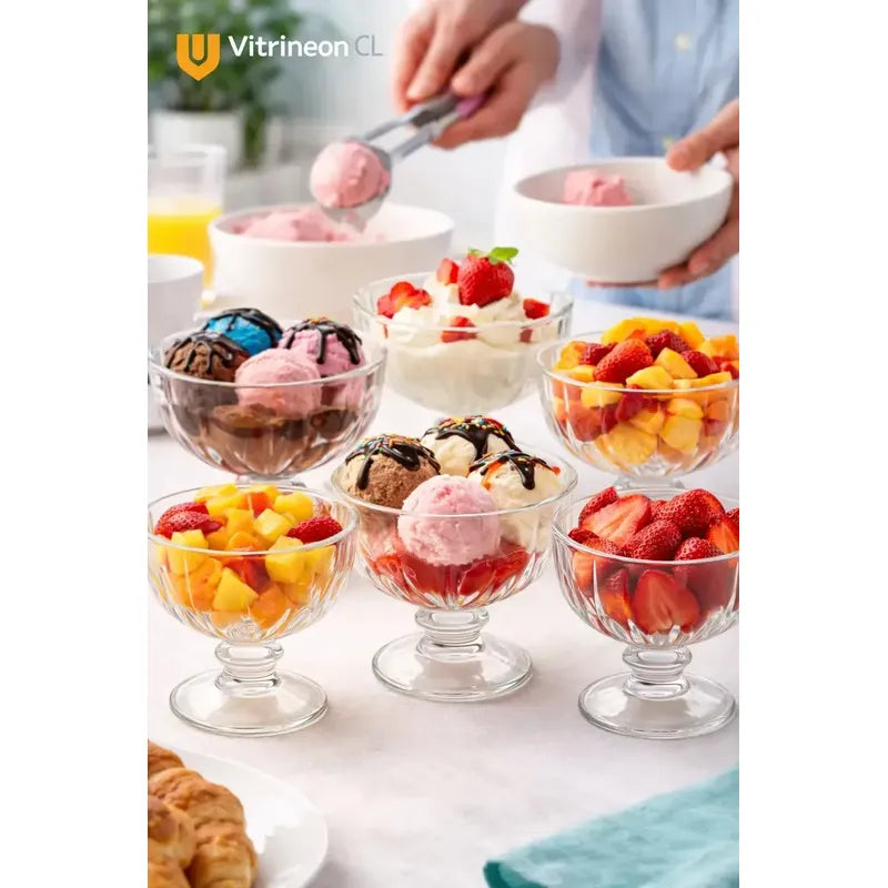 6 Copas Helado Vidrio 200ml Postre Dulces Transparente Set Transparente Cristal Brillo Elegante Moderno Premium Visualizacion Completa Contenido Postres Helados Dulces Mesa Decorativa Hogar