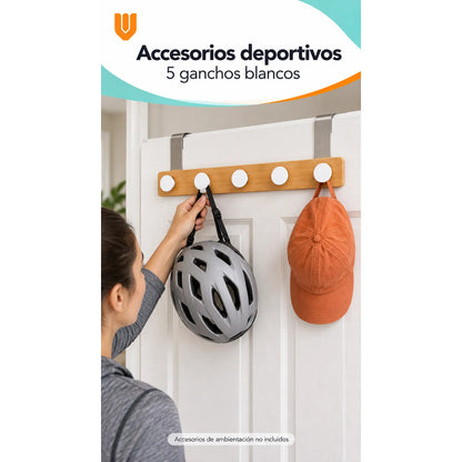 Perchero Ropa Madera 40cm Blanco 5 Ganchos Vitrineon Cl Blanco Perchero Puerta Bambú Blanco Cinco Ganchos Colgador Ropa Toallas Bolsos Organizador Horizontal Dormitorio Entrada Hogar 40cm