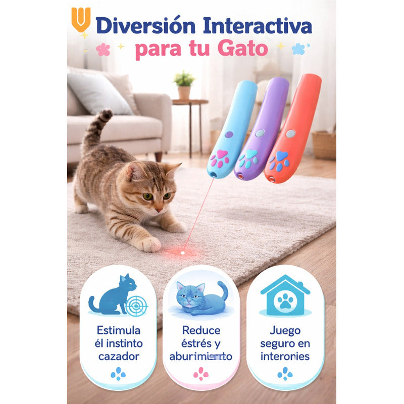 Puntero Laser Juguete Interactivo Gatos Raton Proyector Juguete Caza Felina Proyector Ratón Luz Multicolor Estimulacion Instinto Agilidad Diversion Interior Laser