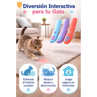 Puntero Laser Juguete Interactivo Gatos Raton Proyector Juguete Caza Felina Proyector Ratón Luz Multicolor Estimulacion Instinto Agilidad Diversion Interior Laser