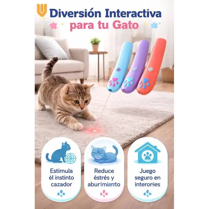 Puntero Laser Juguete Interactivo Gatos Raton Proyector Juguete Caza Felina Proyector Ratón Luz Multicolor Estimulacion Instinto Agilidad Diversion Interior Laser