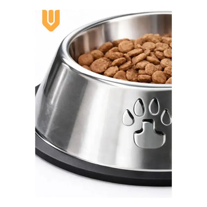 Bebedero Metalico Veterinario Caucho Firme Antivuelco Mascot Plateado