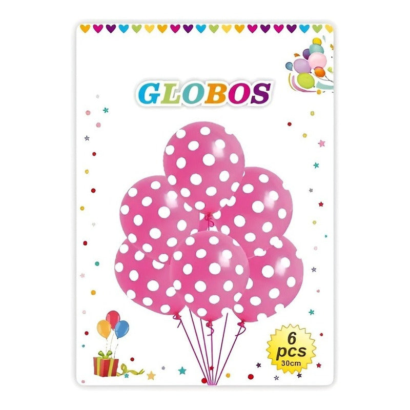 Pack X6 Globos Lunares Cumpleaños Globo Unicolor Decoracion