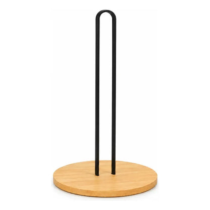 Soporte Toalla Nova Porta Rollo Toallas Papel Vertical Porta Toalla Nova Portarrollos Cocina Papel Absorbente Madera Metal Negro Vertical Sobremesa Base Circular