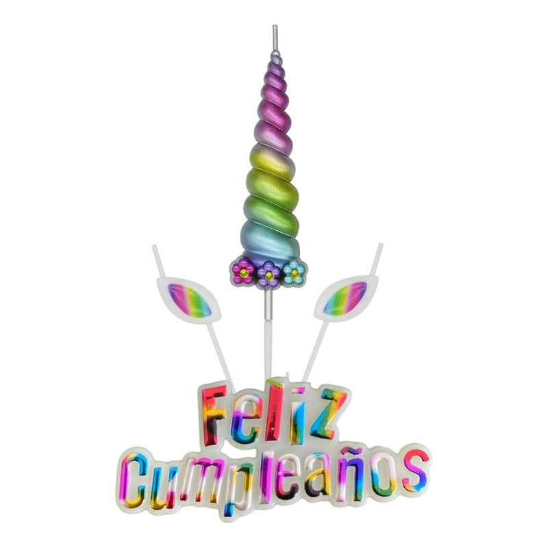 Set 4 Velas De Cumpleaños Adornos Para Tortas Unicornio