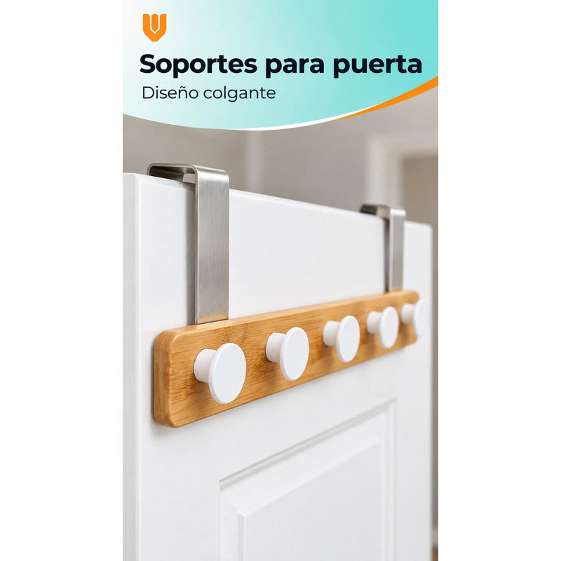 Perchero Ropa Madera 40cm Blanco 5 Ganchos Vitrineon Cl Blanco Perchero Puerta Bambú Blanco Cinco Ganchos Colgador Ropa Toallas Bolsos Organizador Horizontal Dormitorio Entrada Hogar 40cm
