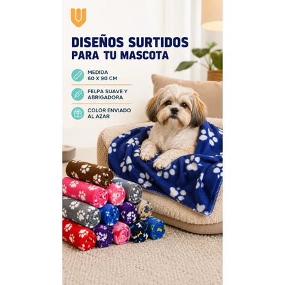 Frazada Manta Abrigo Suave Perro Gato Lavable Invierno 60*90 Multicolor Macho Surtido Aleatorio Paños Mascotas Diseño Huellas 60x90