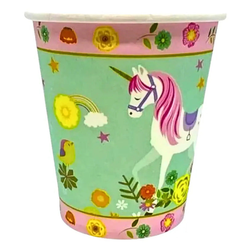 10 Vasos Cumpleaños Vasos Desechable Cumpleaños Unicornio Rosa Claro