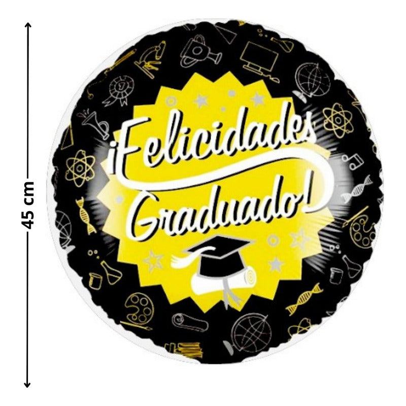 Globo Redondo Metalizado Graduación Decoracion Grado Fiesta