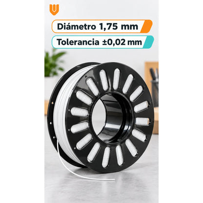 Filamento Impresora 3d Blanco 1,75mm ±0,02mm Rollo Carrete Blanco Filamento Impresión Tridimensional Bobina Rollo Carrete Negro Modelado Digital Prototipos Figuras Diseños Maquetas 1,75 Mm