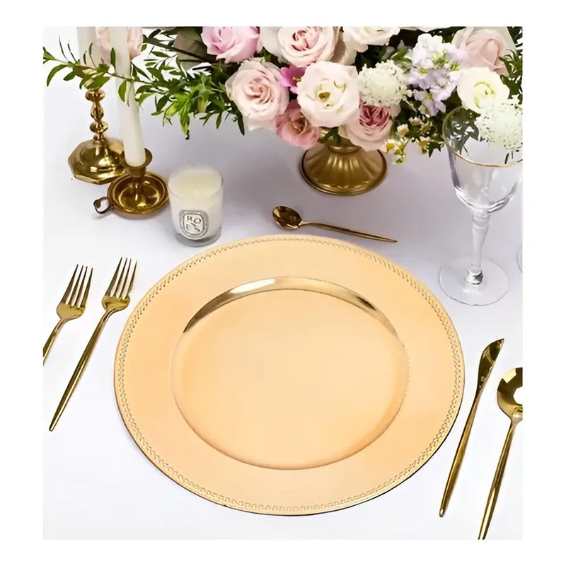 Plato Base Dorado Vajilla Navidad Juego De Plato Dorado 33cm