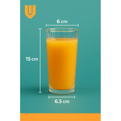 Set 6 Vasos Vidrio Calidad Tallado Diseño Moderno 250ml Agua Transparente