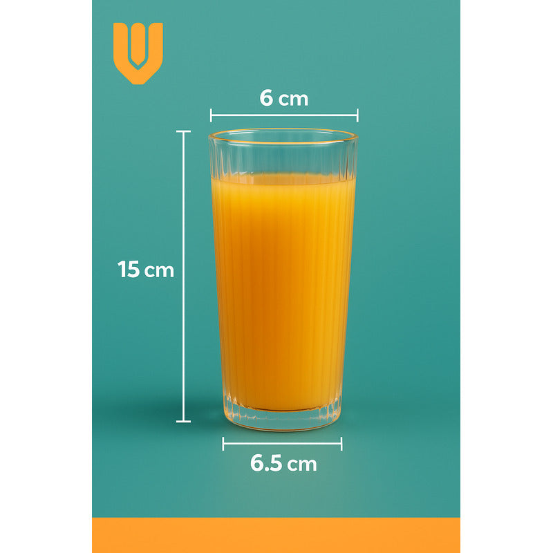 Set 6 Vasos Vidrio Tallado Jugos Cocteles Agua 250ml Elegant Transparente