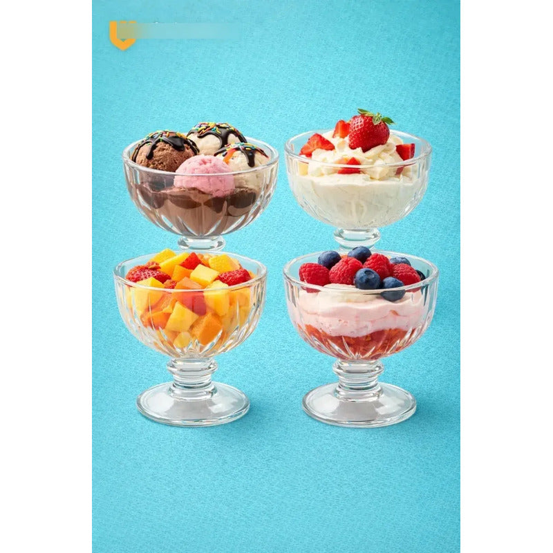 6 Copas Helado Vidrio 200ml Postre Dulces Transparente Set T Set Copas Postre Vidrio 6 Piezas Helado Sundae Parfait Dessert Ice Cream Bowl 200ml Cristal Transparente Transparente