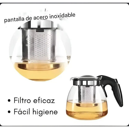 X6 Tetera Vidrio Infusor Te Tetera Infusora Con Filtro 900ml Transparente