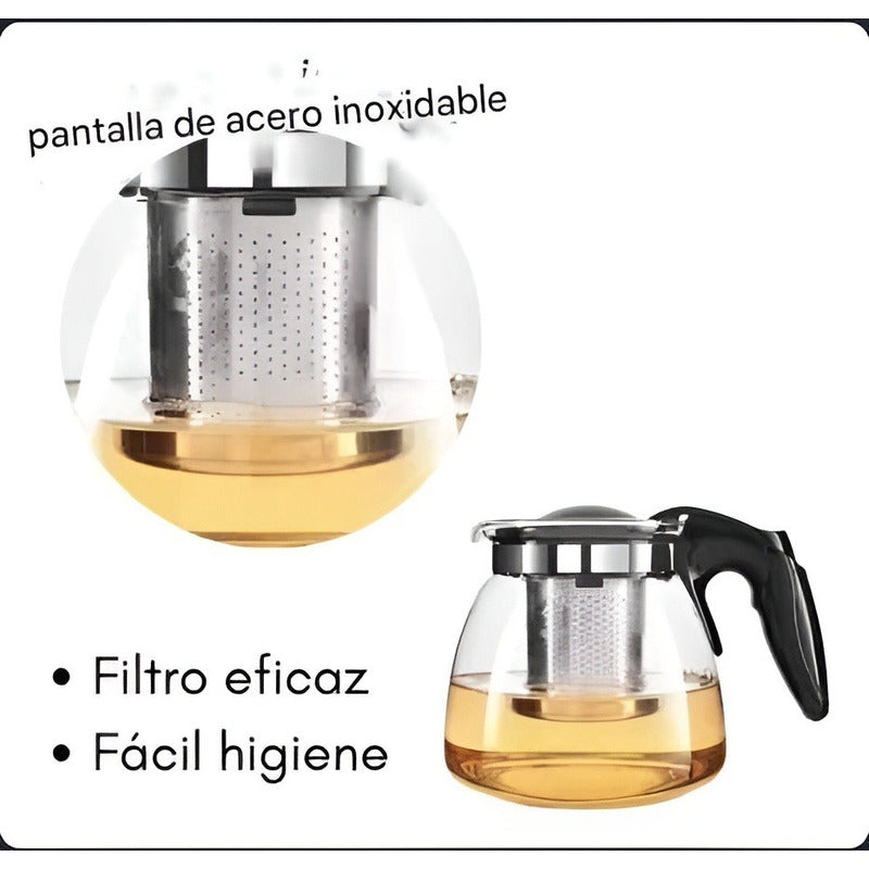X6 Tetera Vidrio Infusor Te Tetera Infusora Con Filtro 900ml