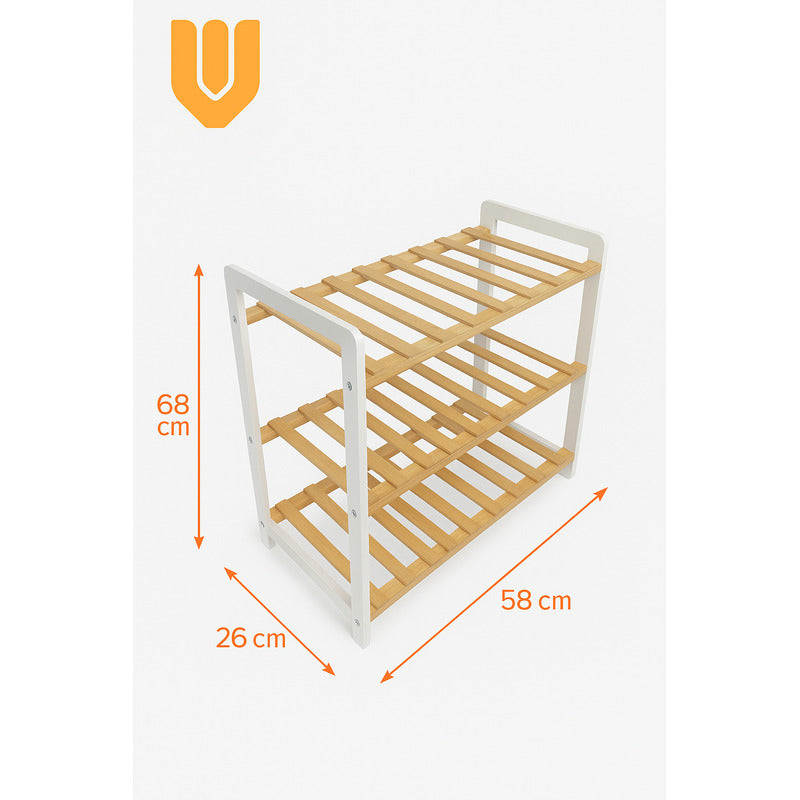 Orden Espacio Zapatos Bambu 3 Niveles Estante Hogar Limpio