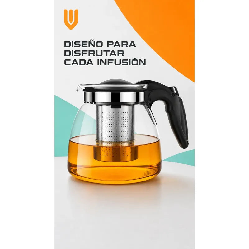 X8 Tetera Vidrio Infusor Te Tetera Infusora Con Filtro 900ml Transparente